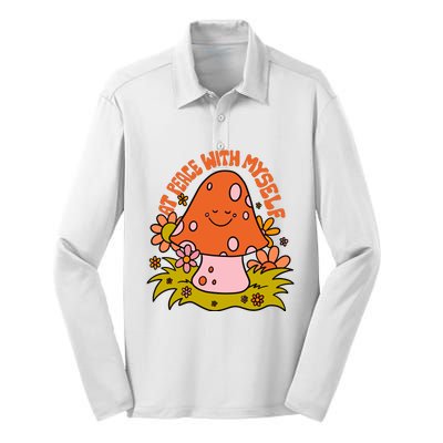 AT PEACE WITH MYSELF Mushroom Silk Touch Performance Long Sleeve Polo