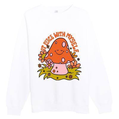 AT PEACE WITH MYSELF Mushroom Premium Crewneck Sweatshirt