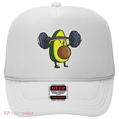 Avocado Powerlifting Weightlifting Gift Gym Food Lover Vegan High Crown Mesh Back Trucker Hat