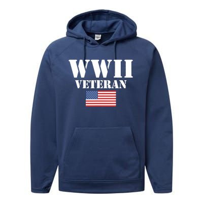 American Patriot Wwii Veteran Military World War 2 Veteran Performance Fleece Hoodie