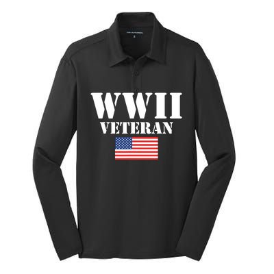 American Patriot WWII Veteran Military World War 2 Veteran Silk Touch Performance Long Sleeve Polo