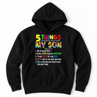 Autism quote 5 Things You Should Know About My Son Hoodie