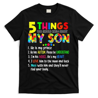 Autism quote 5 Things You Should Know About My Son T-Shirt