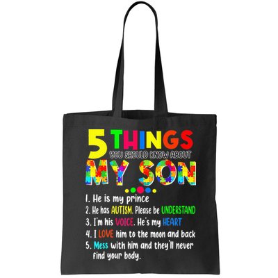 Autism quote 5 Things You Should Know About My Son Bag