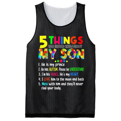 Autism quote 5 Things You Should Know About My Son Mesh Reversible Basketball Jersey Tank