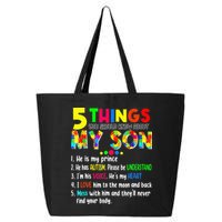 Autism quote 5 Things You Should Know About My Son 25L Jumbo Tote