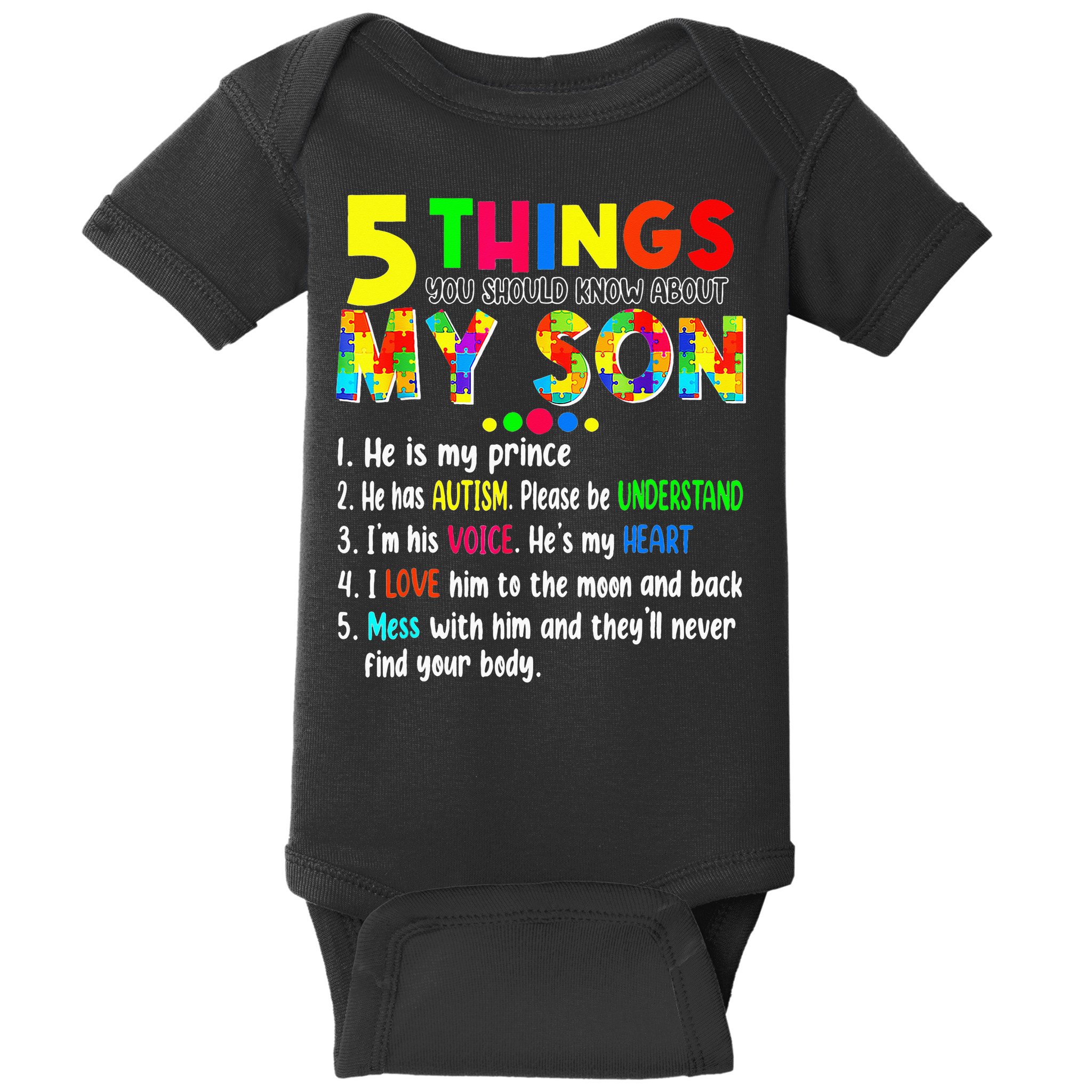 Autism quote 5 Things You Should Know About My Son Baby Bodysuit