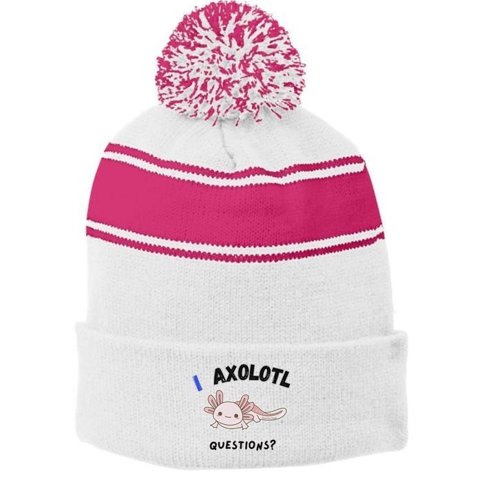 Axolotl Questions Stripe Pom Pom Beanie
