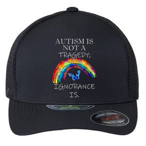 Acceptance Quote And Rainbow Autism Awareness Gift Flexfit Unipanel Trucker Cap