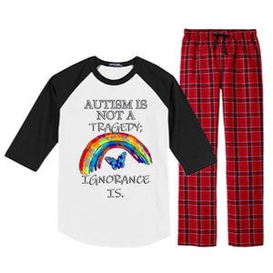 Acceptance Quote And Rainbow Autism Awareness Gift Raglan Sleeve Pajama Set