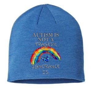 Acceptance Quote And Rainbow Autism Awareness Gift Sustainable Beanie