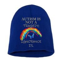 Acceptance Quote And Rainbow Autism Awareness Gift Short Acrylic Beanie