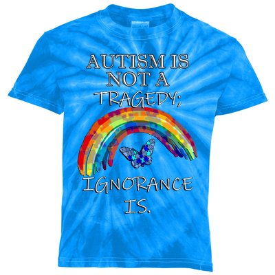 Acceptance Quote And Rainbow Autism Awareness Gift Kids Tie-Dye T-Shirt