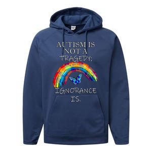 Acceptance Quote And Rainbow Autism Awareness Gift Performance Fleece Hoodie