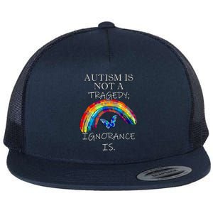 Acceptance Quote And Rainbow Autism Awareness Gift Flat Bill Trucker Hat