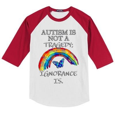 Acceptance Quote And Rainbow Autism Awareness Gift Kids Colorblock Raglan Jersey