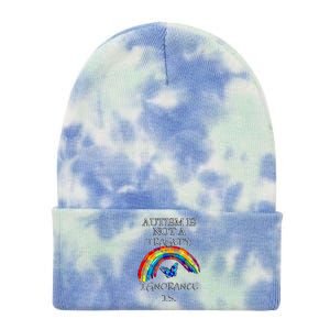 Acceptance Quote And Rainbow Autism Awareness Gift Tie Dye 12in Knit Beanie