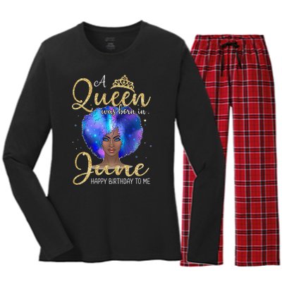 A Queens Are Born In June June Birthday wo Women's Long Sleeve Flannel Pajama Set 