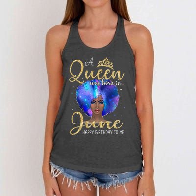 A Queens Are Born In June June Birthday wo Women's Knotted Racerback Tank