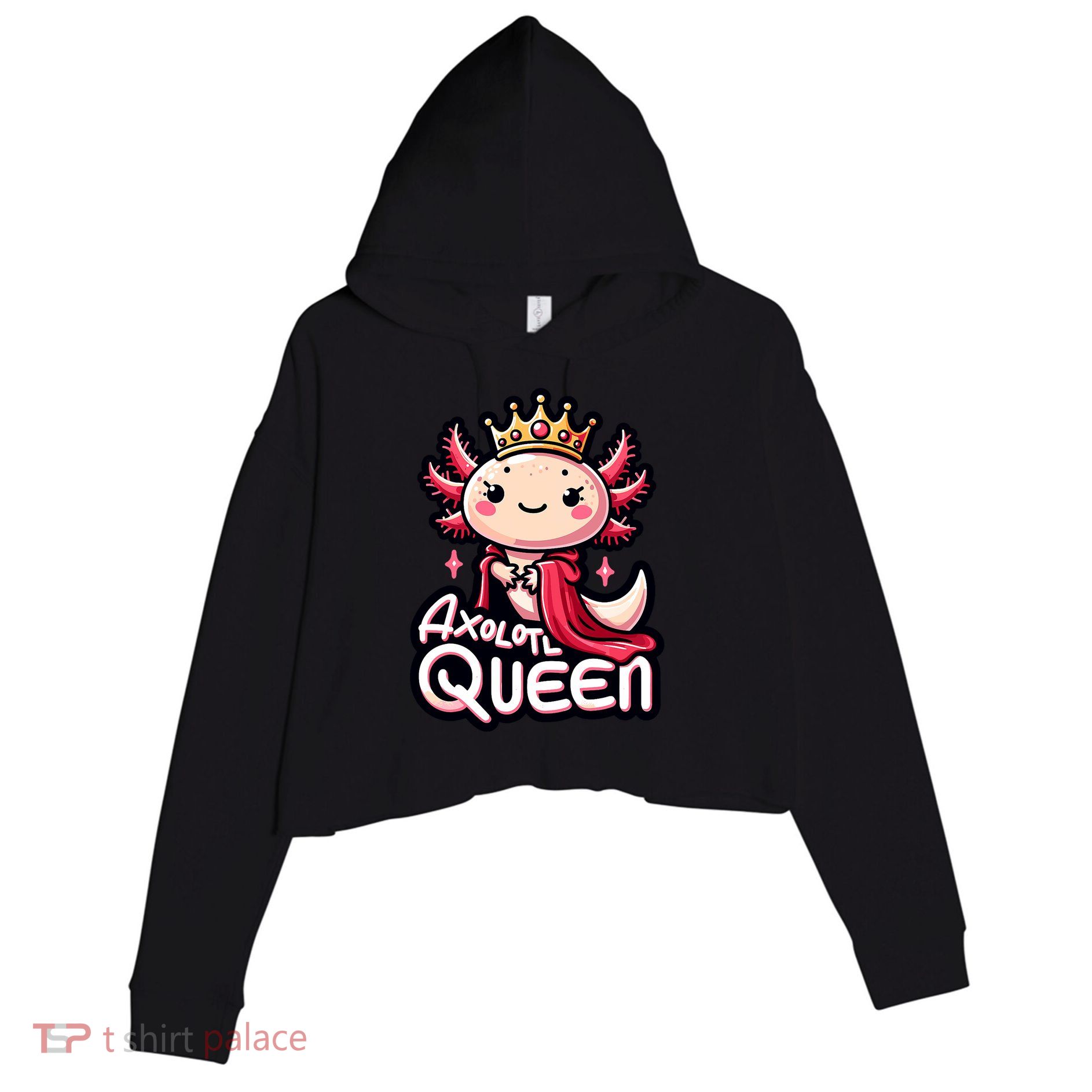 Axolotl Queen  Axolotl Lover Women Axolotl Crop Fleece Hoodie