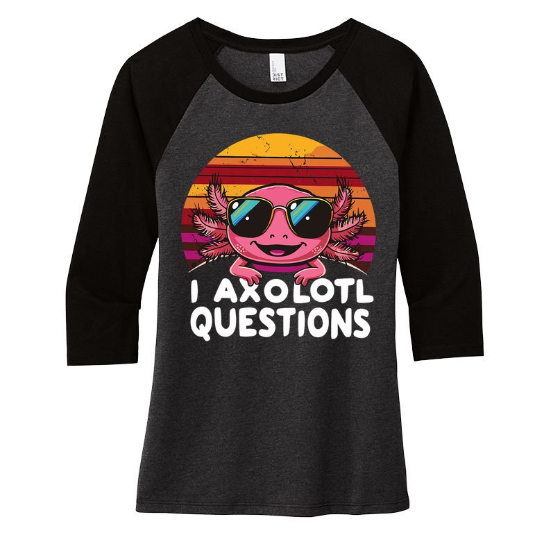 Axolotl Questions Anime Kawaii Axolotl Women's Tri-Blend 3/4-Sleeve Raglan Shirt