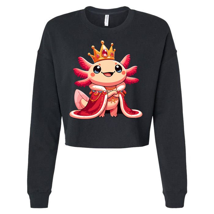 Axolotl Queen Anime Cute Kawaii Axolotl Cropped Pullover Crew