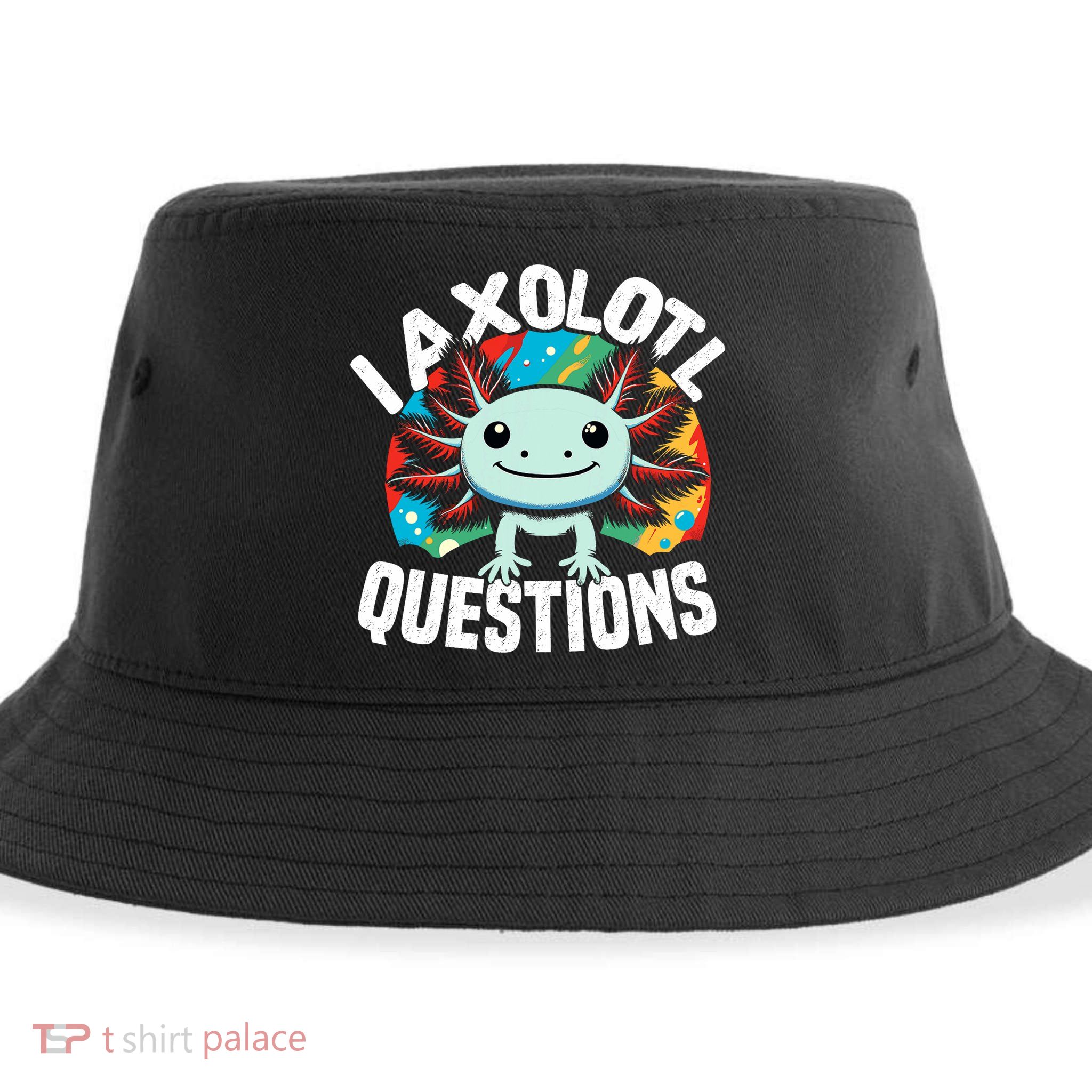 Axolotl Questions Anime Cute Kawaii Axolotl Sustainable Bucket Hat