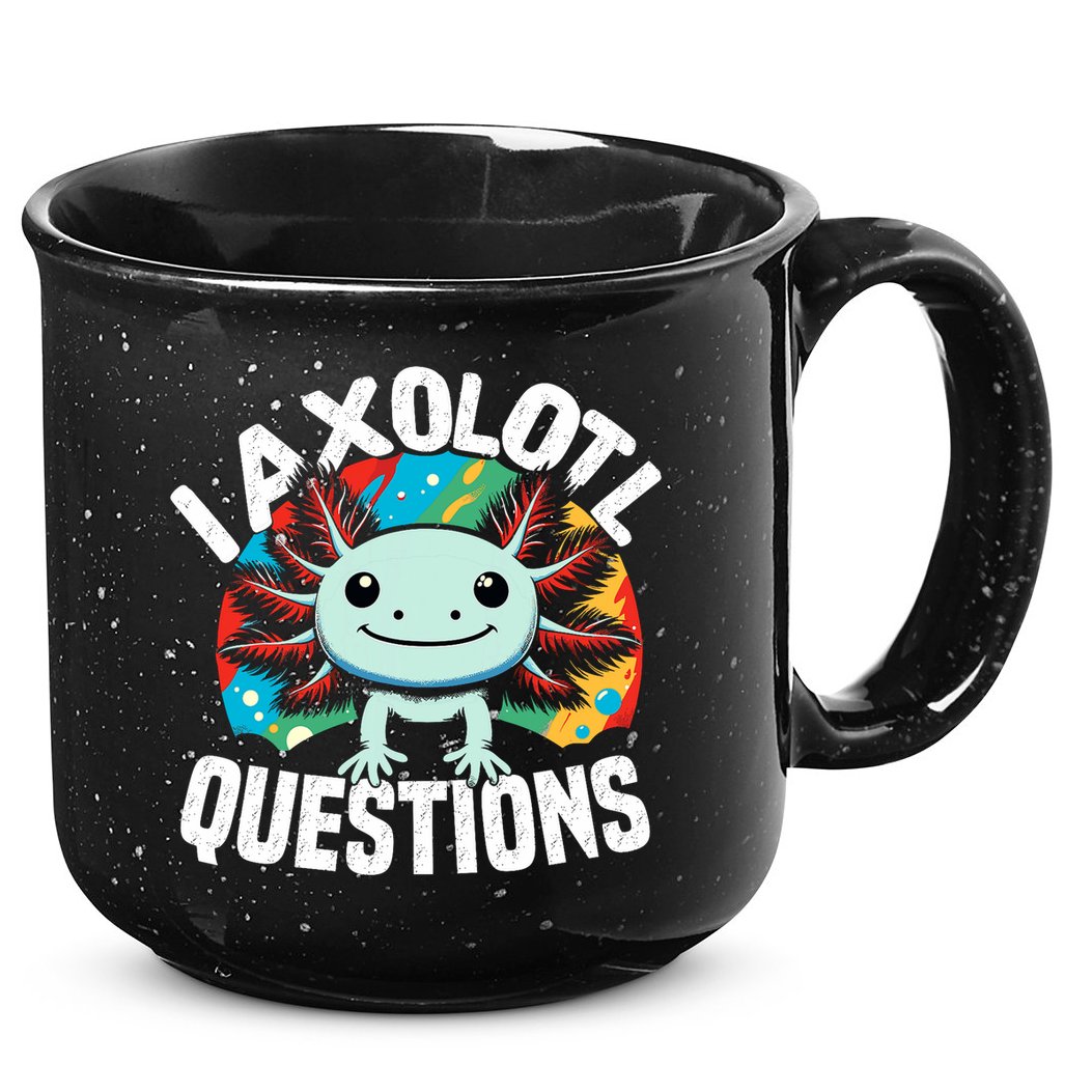 Axolotl Questions Anime Cute Kawaii Axolotl 15oz Campfire Ceramic Mug