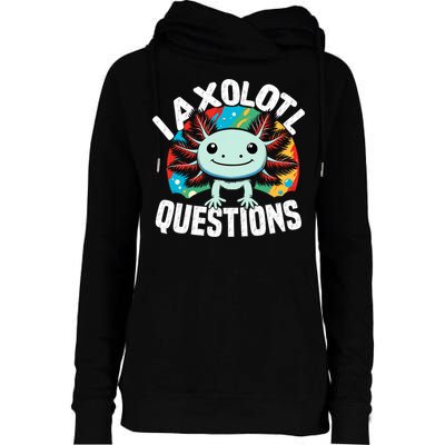 Axolotl Questions Anime Cute Kawaii Axolotl Womens Funnel Neck Pullover Hood