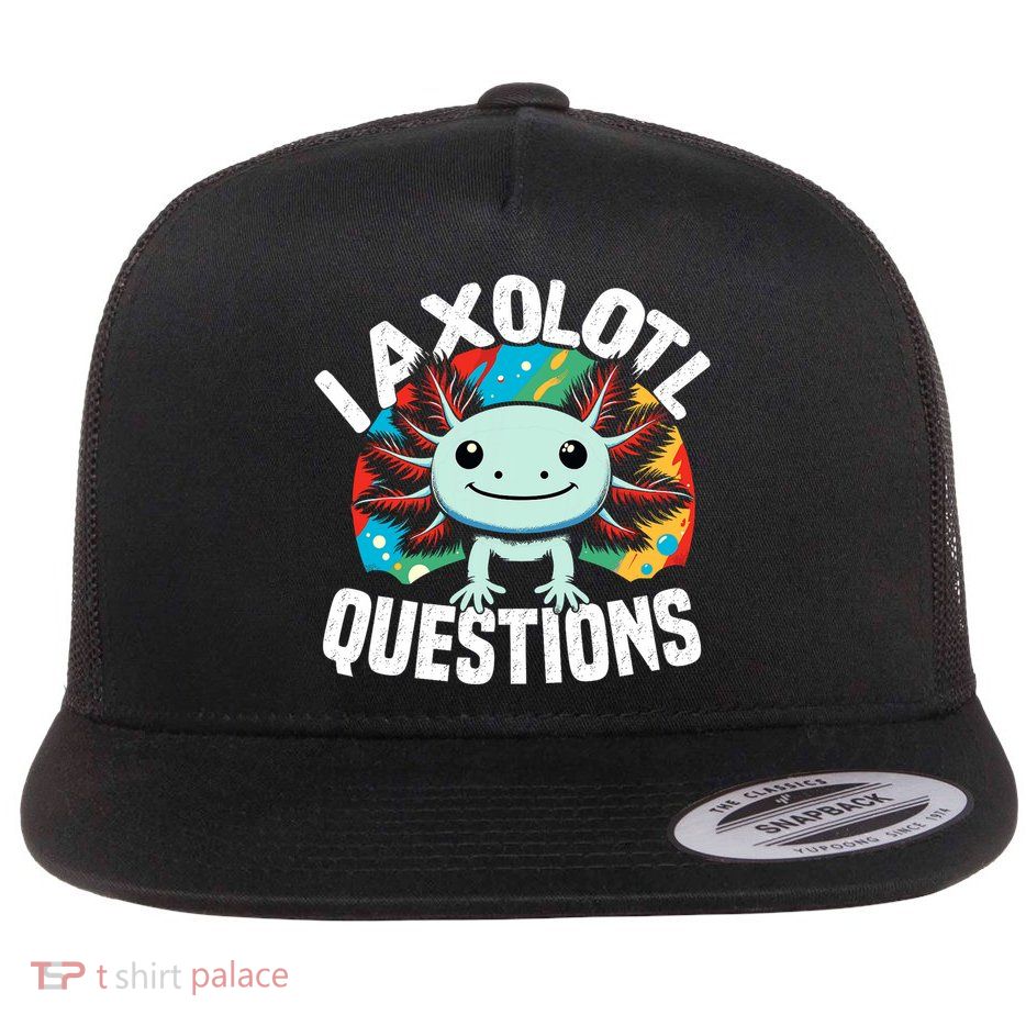 Axolotl Questions Anime Cute Kawaii Axolotl Flatbill Hat