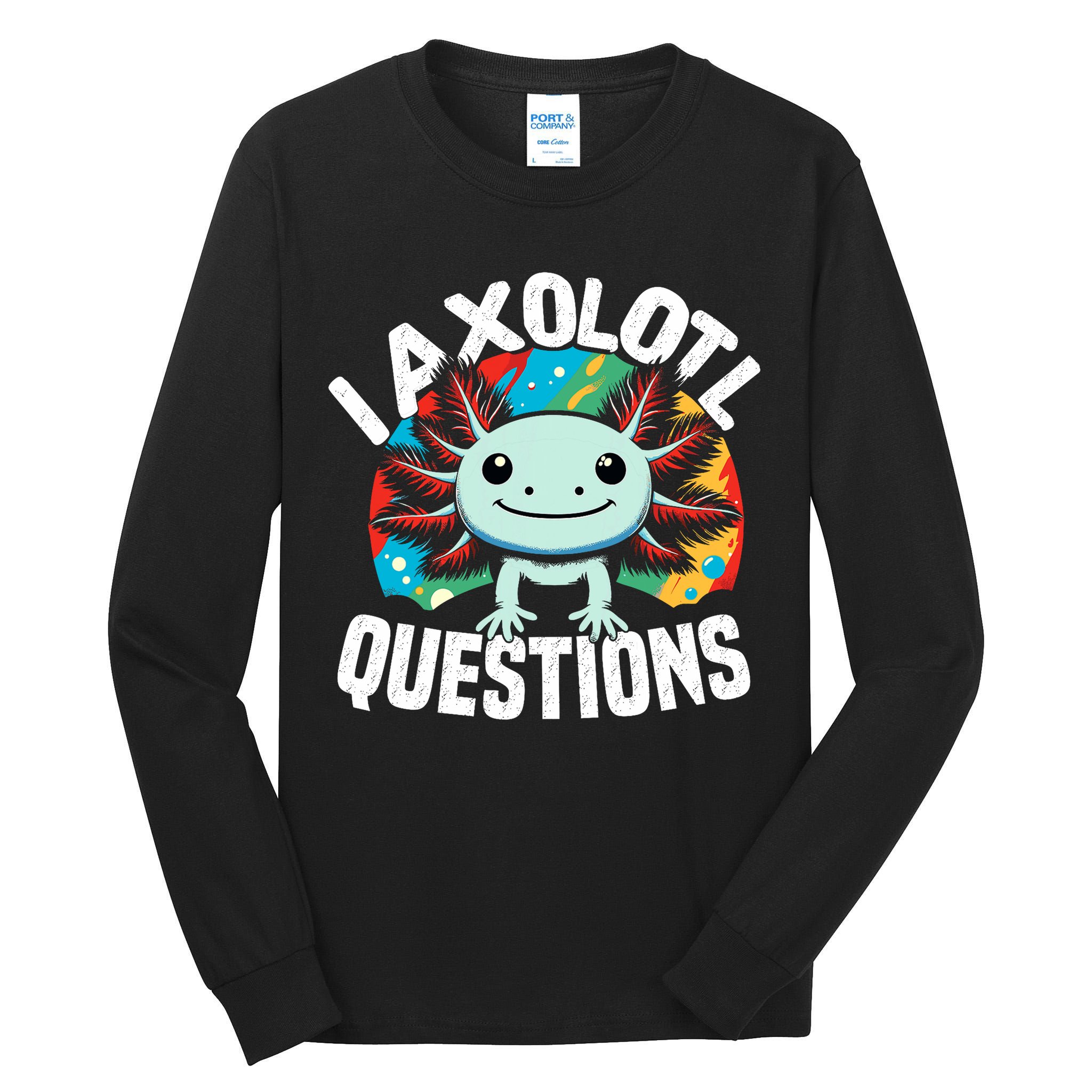 Axolotl Questions Anime Cute Kawaii Axolotl Tall Long Sleeve T-Shirt