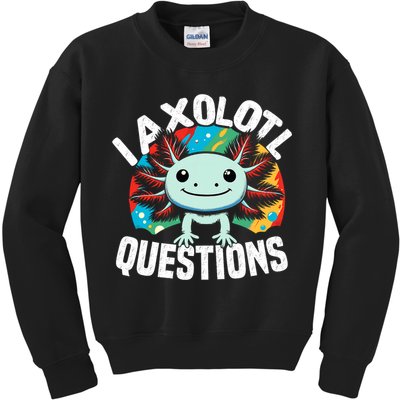 Axolotl Questions Anime Cute Kawaii Axolotl Kids Sweatshirt