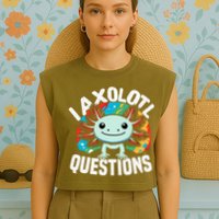 Axolotl Questions Anime Cute Kawaii Axolotl Garment-Dyed Women's Muscle Tee