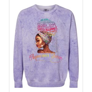 Aquarius Queen Afro Wo January February Melanin Birthday Colorblast Crewneck Sweatshirt