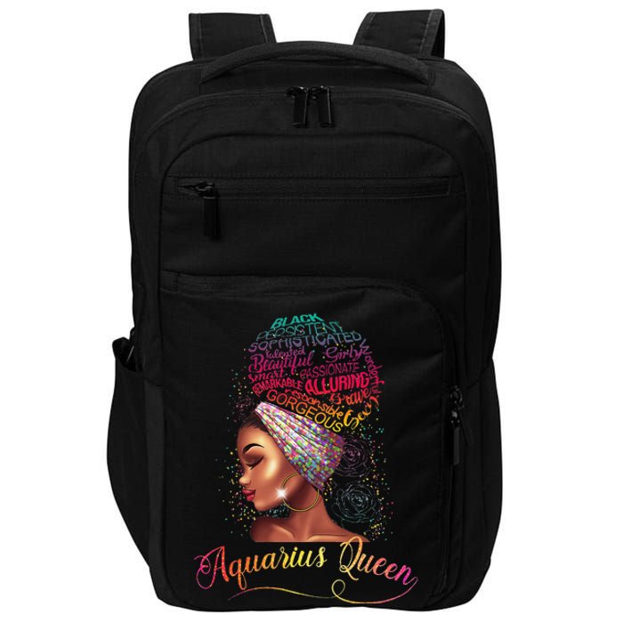 Aquarius Queen Afro Wo January February Melanin Birthday Impact Tech Backpack