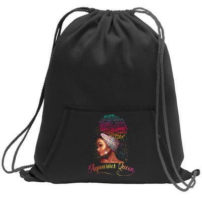 Aquarius Queen Afro Wo January February Melanin Birthday Sweatshirt Cinch Pack Bag