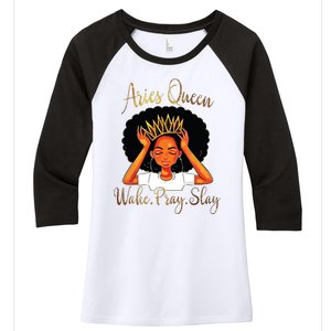 Aries Queens Are Born In March 21 To April 19 Women's Tri-Blend 3/4-Sleeve Raglan Shirt