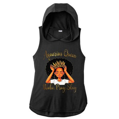 Aquarius Queens Are Born in January 20 February 18 Ladies PosiCharge Tri-Blend Wicking Draft Hoodie Tank