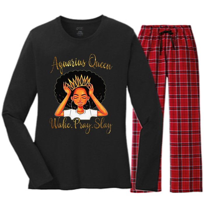 Aquarius Queens Are Born in January 20 February 18 Women's Long Sleeve Flannel Pajama Set 