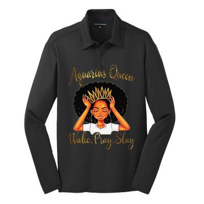 Aquarius Queens Are Born in January 20 February 18 Silk Touch Performance Long Sleeve Polo