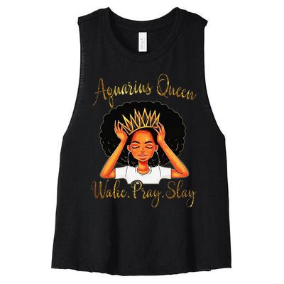 Aquarius Queens Are Born in January 20 February 18 Women's Racerback Cropped Tank