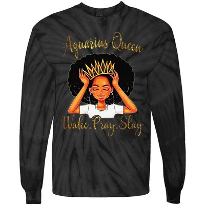 Aquarius Queens Are Born in January 20 February 18 Tie-Dye Long Sleeve Shirt