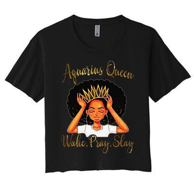 Aquarius Queens Are Born in January 20 February 18 Women's Crop Top Tee