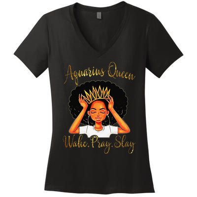 Aquarius Queens Are Born in January 20 February 18 Women's V-Neck T-Shirt