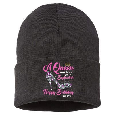 A Queens Are Born In September Birthday Gift Sustainable Knit Beanie