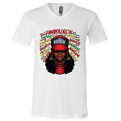 African Queen Black History Month African American Ladies V-Neck T-Shirt