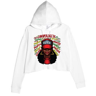 African Queen Black History Month African American Ladies Crop Fleece Hoodie