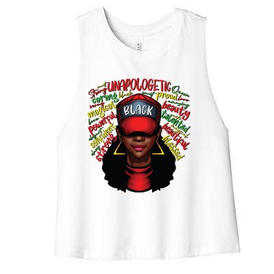 African Queen Black History Month African American Ladies Women's Racerback Cropped Tank