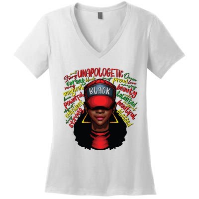 African Queen Black History Month African American Ladies Women's V-Neck T-Shirt