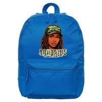 Aquarius Queen Black Woman Camo Hat Locs Birthday 16 in Basic Backpack